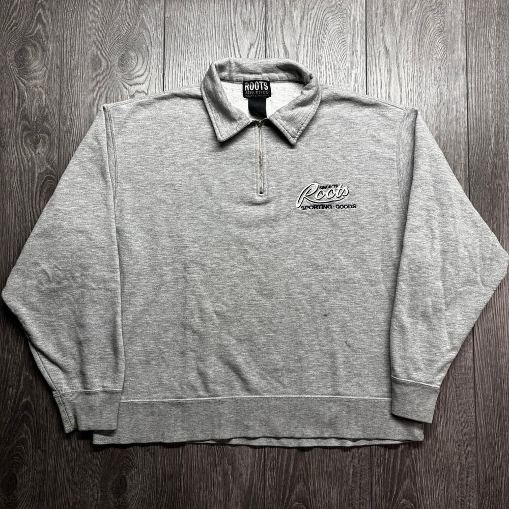 Vintage Roots Athletics Mens Large Quarter Zip Sweatshirt Gray Sporting Goods